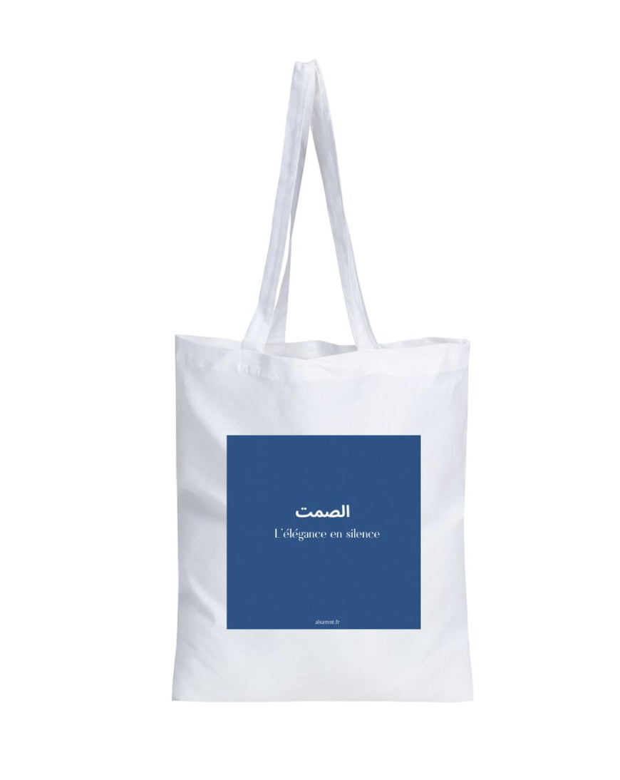 Tote Bag Blanc et Bleu en coton – Alsamnt