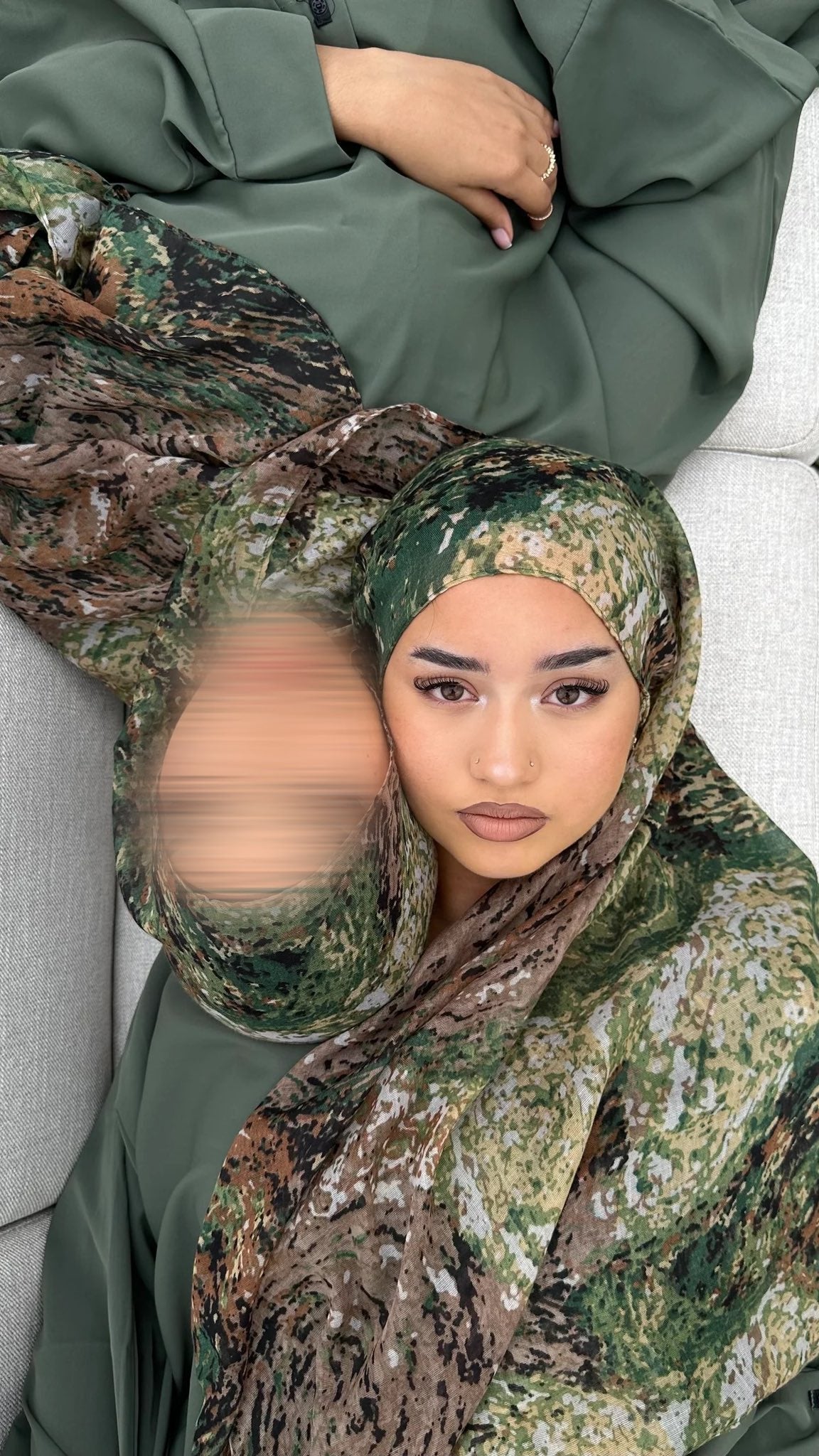 Voile Neïla kaki, hijab en coton – Alsamnt – vue 2